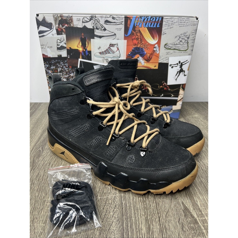 Jordan 9 Retro Boot NRG Black Gum Preowned Original Box AR4491 025 Mens 12